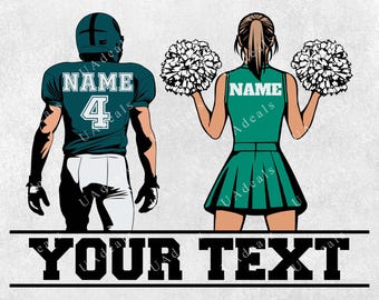 Custom Cheerleader and Football Player SVG, Personalized Name (Digital Download)