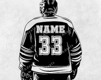 Hockey Player SVG | Name and Number |  Personalized Hockey SVG | Team Name Design | Player PNG Graphic, Hockey Player Cricut File