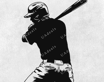 Baseball Player Silhouette SVG – Sports Cut File (Digital Download)
