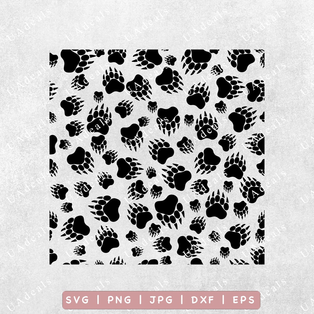 Bear Paw Seamless Pattern SVG, Wild Animal Footprint (digital Download ...