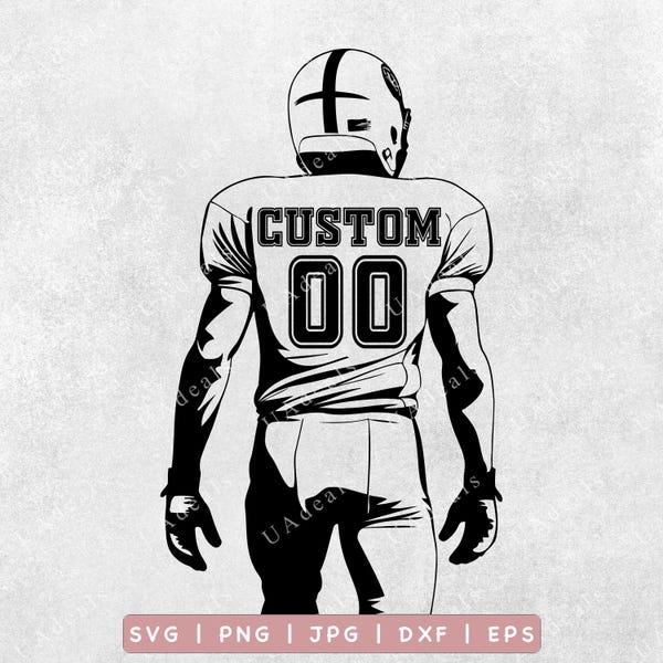 Personalized Football Player SVG | Custom Name and Number | American Football SVG | Team Name Design | Player PNG Graphic