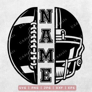 Voetbalhelm SVG, American Football SVG, Voetbalnaam gesplitst SVG, Voetbalmoeder, Voetbalvader, Voetbalseizoen SVG, Helmnaam SVG