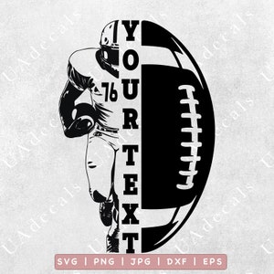 Half Football Player Design SVG, Custom Player Name, Football Shirt Name and Number PNG, Football Season SVG, dxf Shirt Print Gift