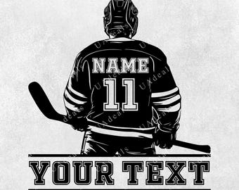 Hockey Player SVG, Personalized Name and Number, Custom Hockey SVG, Team Name Design png, Player PNG Graphic, Hockey Player Cricut Cut File