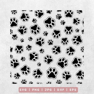 Cat Paw naadloze patroon SVG, Paw Print svg, kat patroon, naadloze patronen SVG, kat dierlijke Svg, voetafdruk SVG patroon, achtergrond png