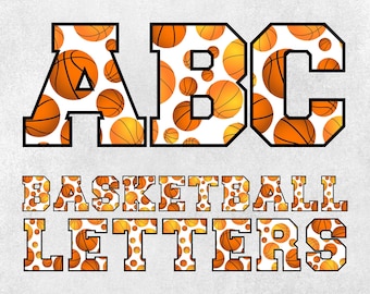 バスケットボールの文字 SVG、スポーツフォント、数字、PNG（デジタルダウンロード）