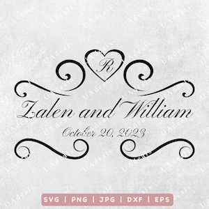 Wedding Dance Floor Spilt Monogram SVG, Monogram svg, Modern Wedding SVG, Stylish Modern Monogram, Custom Minimalist Wedding Monogram