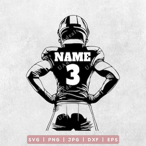 Jugador de fútbol femenino SVG / Silueta de jugador PNG / Nombre personalizado, Número / Jugador femenino PNG, Fútbol americano femenino svg, Chica de fútbol png