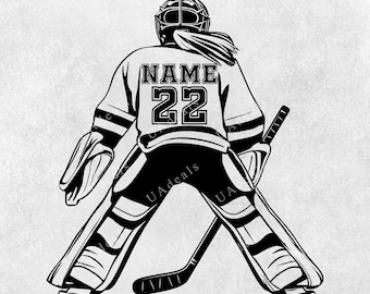 Hockey Goalie Female Player SVG, Personalized Girl Player, Women's Hockey SVG, Female Goalie, Player PNG Graphic, Girl Hockey Cricut File