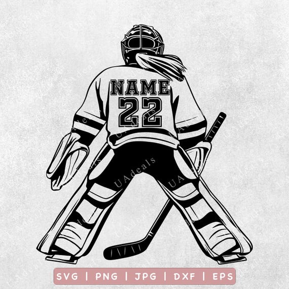 Female Hockey Goalie SVG, Personalized Player Graphic (Digital Download)