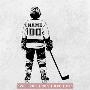 Boy Hockey Player SVG | Custom Youth Name and Number | Personalized Hockey Player Design | Sports Silhouette for DIY Projects, Boy Hockey
