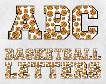 バスケットボールアルファベットSVG、スポーツフォント（デジタルダウンロード）