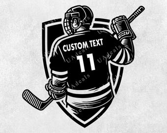 Custom Hockey Player SVG | Personalized Name and Number | Hockey SVG | Team Name Design | Player PNG Graphic, Hockey Player Cut File