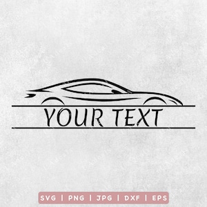 Sports Car Outline SVG | Sleek Modern Car Silhouette with Custom Text Space for Cricut and Silhouette Projects