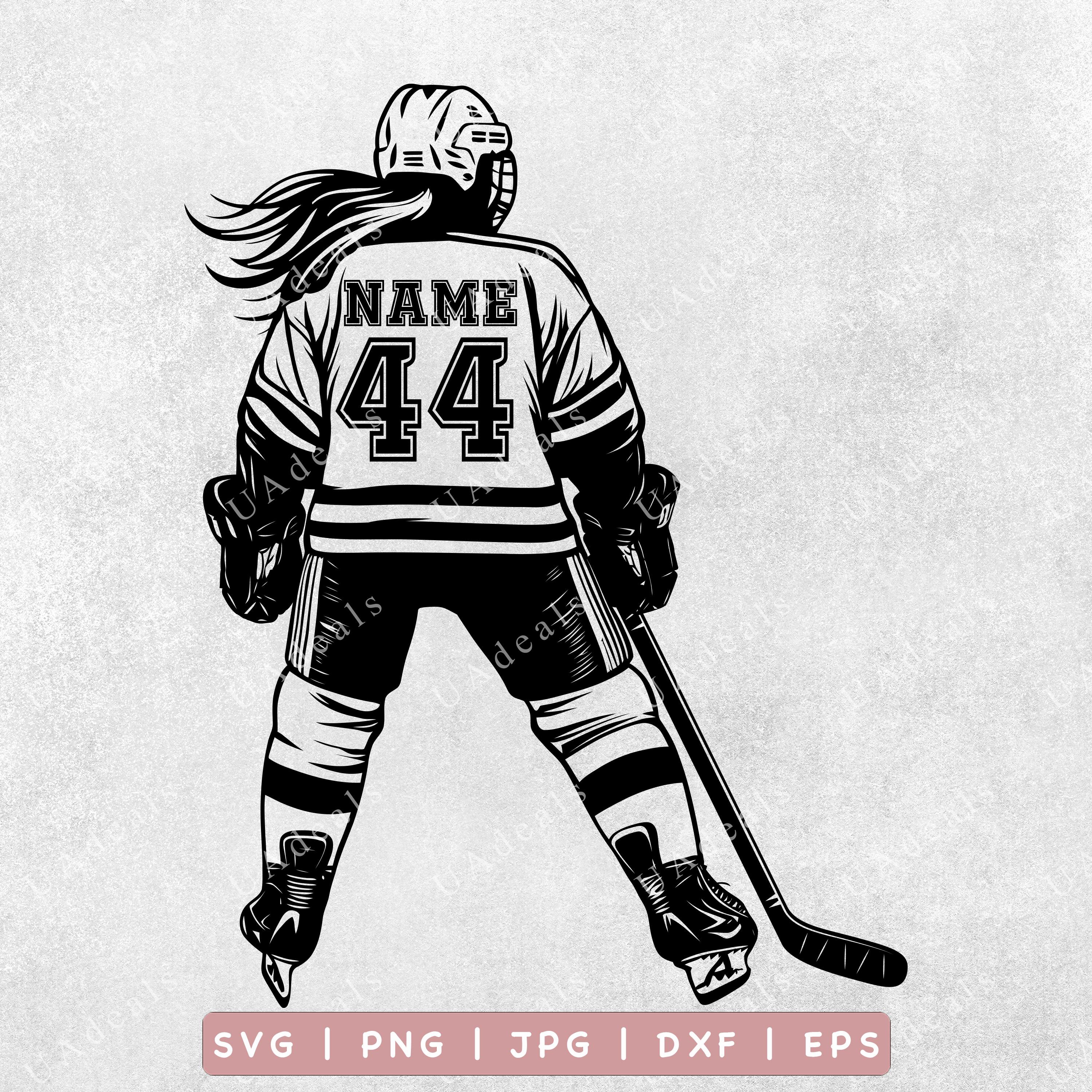 Girl Hockey Player SVG | Custom Female Name and Number | Personalized Hockey Player Design | Sports Silhouette for DIY Projects, Girl Hockey