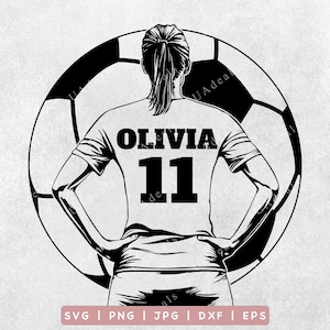 Soccer Girls Svg, Personalized Name SVG, Soccer Player Svg, Soccer Svg, Soccer Clipart, Soccer Name PNG, Soccer Mom, Soccer Shirt Png