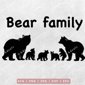 Bear Family SVG, Mama Bear Svg, Papa Bear Svg, Baby Bear PNG, Grizzly Bear SVG, Family Bear Silhouette Svg, Clip Art Bear Cricut File