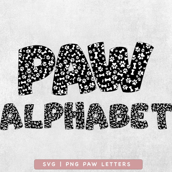 Dog Paw Alphabet SVG Cut, Veterinary Font Cut Files, Dog Paw Print Alphabet PNG, Paw Prints and Bone SVG font, Dog Bone Letters files