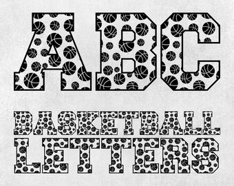 バスケットボールのアルファベット SVG、スポーツフォント PNG（デジタルダウンロード）