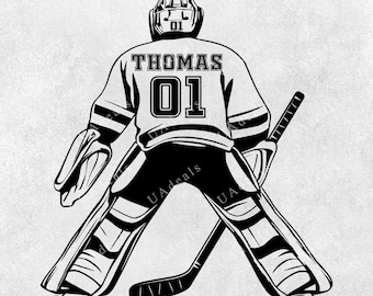 SVG-Datei für Eishockeytorwart | Personalisierter Name und Nummer | Eishockey-SVG | Eishockeytorwart | PNG-Grafik für Eishockeyspieler, Cricut-Datei für Eishockeyspieler