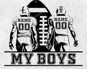 Personalized Two Football Players SVG, Custom Name & Number (Digital Download)