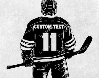 Hockey Player SVG | Personalized Name and Number | Hockey SVG | Team Name Design | Player PNG Graphic, Hockey Player Cricut File