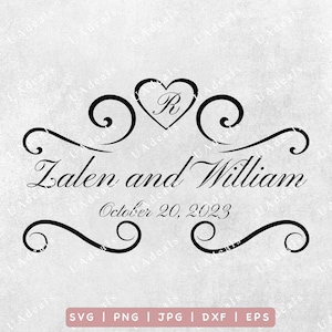 Monograma de boda SVG, decoración para pista de baile (descarga digital)