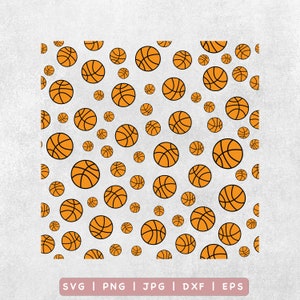 Basket-ball motif SVG, svg impression basket-ball, papier numérique png, motifs sans couture SVG, modèle sans couture de ballon, fond transparent