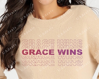 Diseño de camiseta cristiana "La gracia triunfa" (descarga digital)