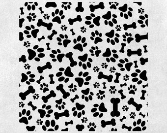 Dog Paw Seamless Pattern, Transparent Background (Digital Download)