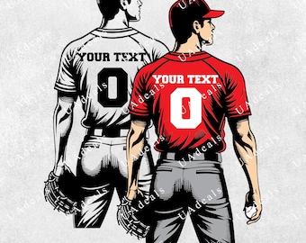 Custom Baseball Player SVG, Colored Layers, Silhouette (Digital Download)