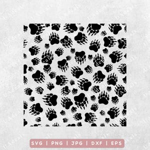Bear Paw Seamless Pattern SVG, Paw Print svg, Bear Pattern, Seamless Patterns SVG, Wild Animal Svg, Footprint SVG Pattern, Background png