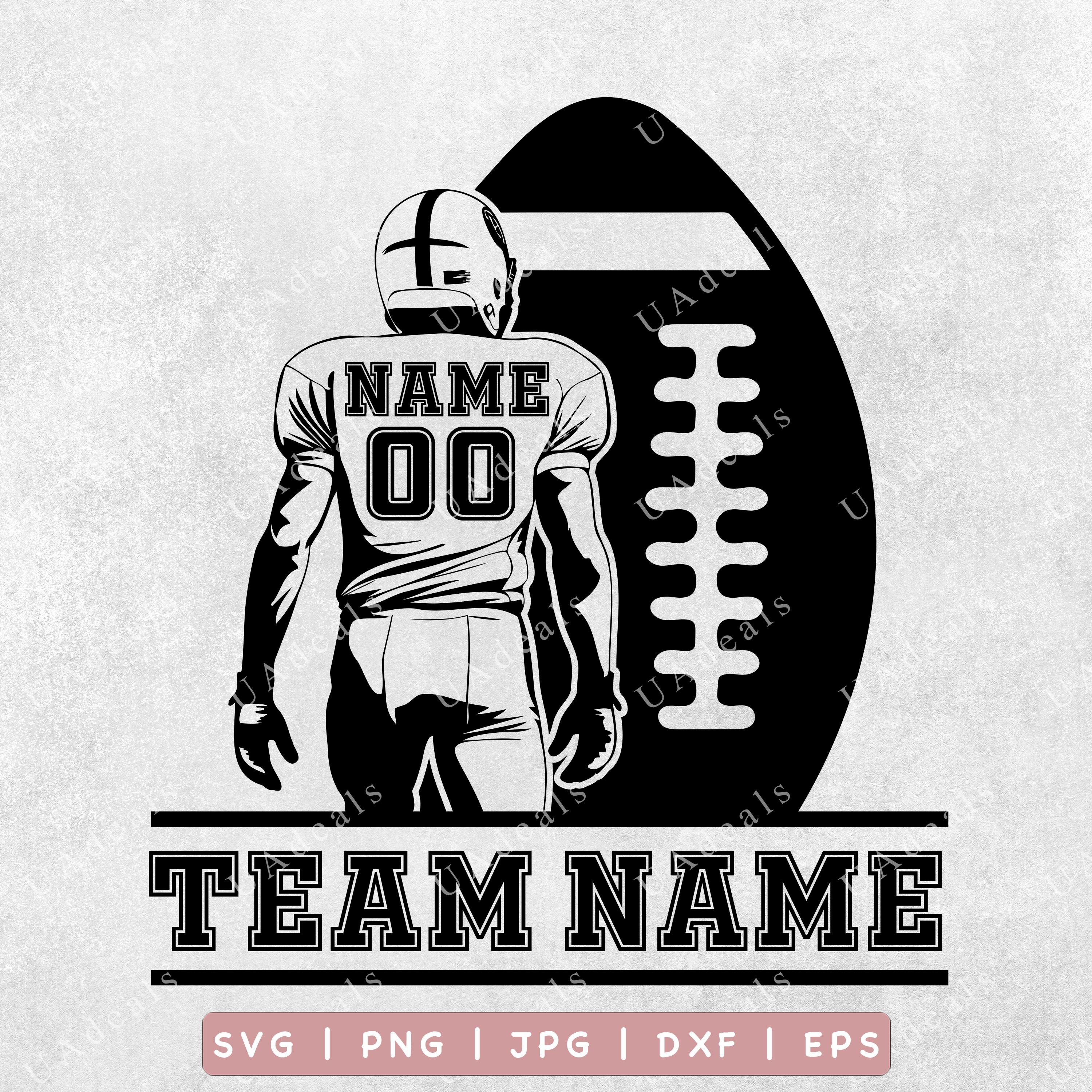 Custom Football Player SVG – Personalized Name & Number (digital Art ...