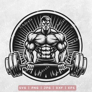 Bodybuilder SVG, Gym SVG PNG, Gym Svg, Muscle Man Gym svg, Fitness Clipart, Workout Gym Cut File for Cricut and Silhouette