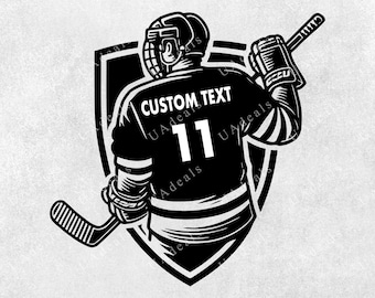 Custom Hockey Player SVG | Personalized Name and Number | Hockey SVG | Team Name Design | Player PNG Graphic, Hockey Player Cut File