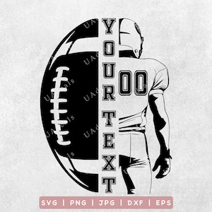 Custom Football Player SVG, Shirt Name & Number Design (Digital Download)