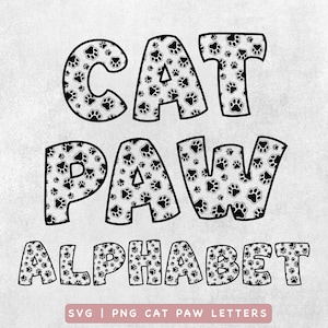 Cat Paw alfabet SVG knippen, veterinair lettertype gesneden bestanden, Cat Paw Print alfabet PNG, Paw Prints SVG-lettertype, Cat Letters-bestanden, Cricut-bestand