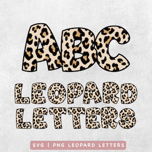 Leopard Alphabet SVG, Leopard Font png, Leopard Font SVG, Leopard Print SVG, letters png, Cricut Cheetah Doodle Letters, png Leopard Bundle