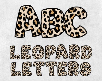 Alfabeto de leopardo SVG, fuente de leopardo PNG, fuente de leopardo SVG, estampado de leopardo SVG, letras PNG, letras de garabatos de guepardo para Cricut, paquete de leopardo PNG
