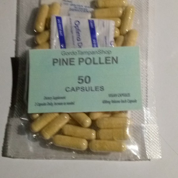 Indonesia Pine Pollen Herbs | Natural Organic , 50 Capsules ( 600mg )