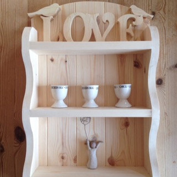 Handmade Pine Kitchen Shelf Unit Wooden Display Shelf • FREE POSTAGE •