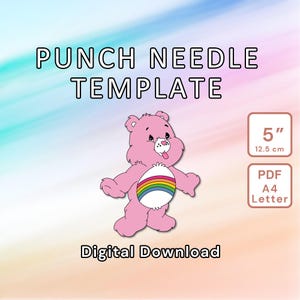 Rosa Regenbogen Bär Stanznadel Muster - DIY Vorlage Mug Rug, Untersetzer, getuftetes Wohnkultur, Kinder Kinderzimmer Wandkunst - Instant Download Design