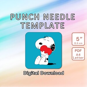 Lover Cartoon Dog Punch Needle Pattern - DIY Template Mug Rug, Coaster, Tufted Home Decor, Kids Nursery Wall Art - Instant Download Design