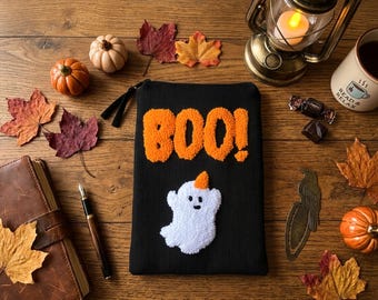 Punch Needle Kindle-fodral, Halloween-e-läsarfodral, spökboksfodral, läsarfodral, läskigt Kindle Paperwhite-fodral, boklig present