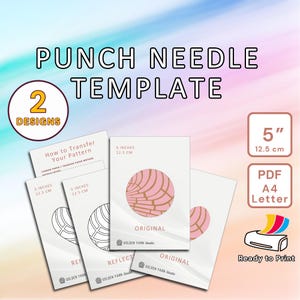 Mexican Concha Punch Needle Pattern Set - DIY Template Mug Rug, Coaster ...