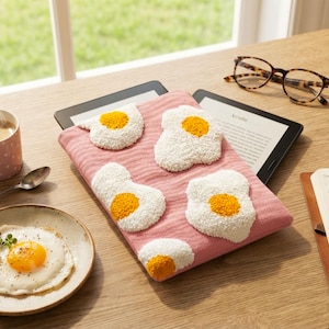Handmade Punch Needle Sleeve, Eggstra Ereader Kindle Kobo Cover, iPad iPhone Pouch