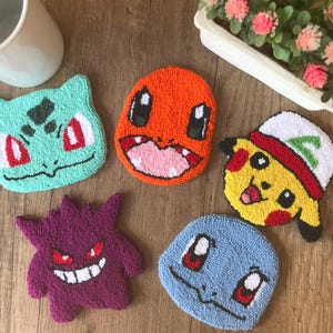 Cartoon Character Coaster Mouse Mug Rug Gift Punch Needle Coaster Gift For Her Cute Gift For Happy Decor Turtle Coaster Lizard Ghost Bug