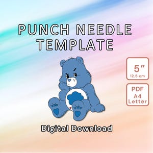 Navy Bear Punch Needle Pattern - DIY sjabloon mok tapijt, onderzetter, getuft interieur, kinderkamer kunst aan de muur - Instant Download ontwerp