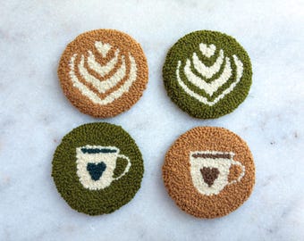 Matcha Mornings and Latte Rides - Sous-verres de voiture confortables avec perforations pour conducteurs, cadeau fait main pour les amateurs de thé et de café, porte-gobelet