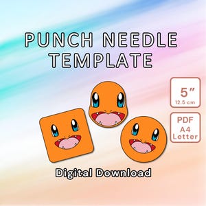Cartoon Monster Punch Needle Pattern Set - DIY Template Mug Rug, Coaster, Tufted Home Decor, Kids Nursery Wall Art - Instant Download Design